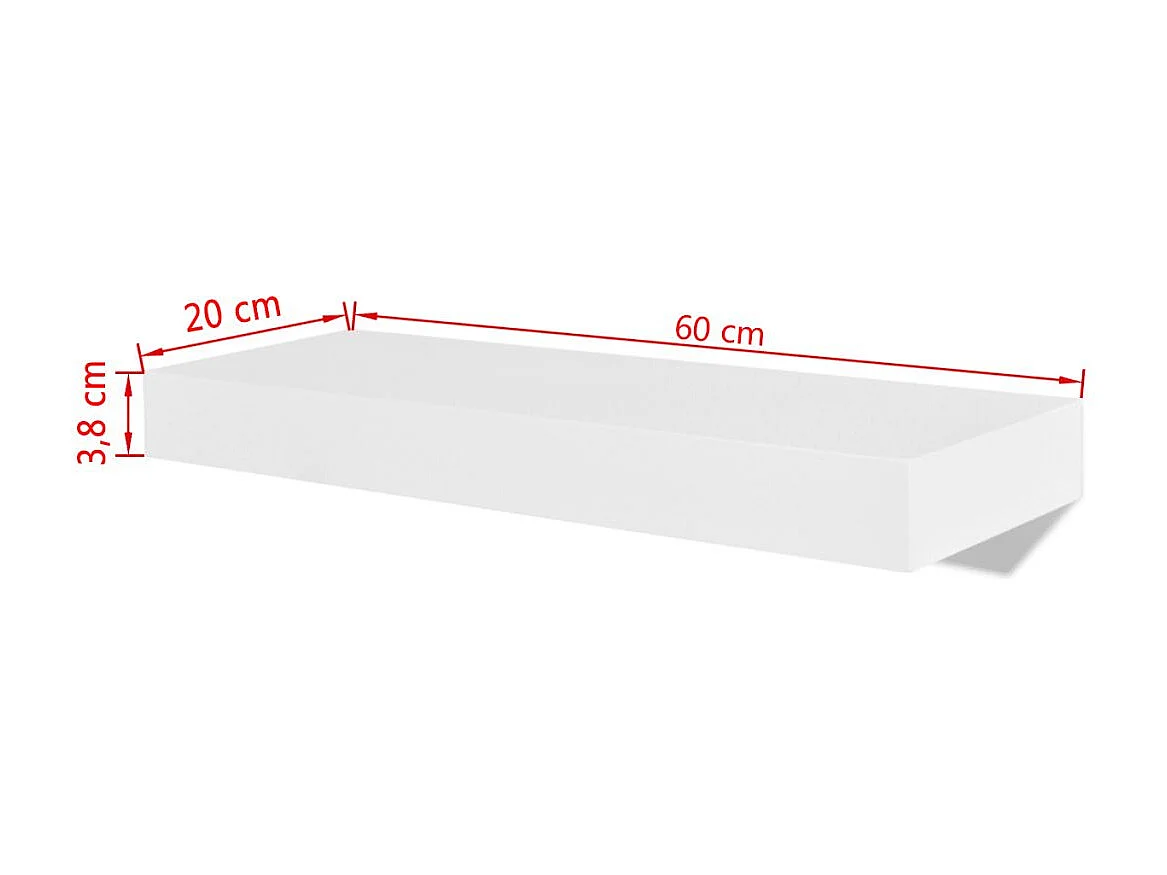 Mueble de diseño estante x2 de pared en MDF blanco para DVD/libros 2702109/2
