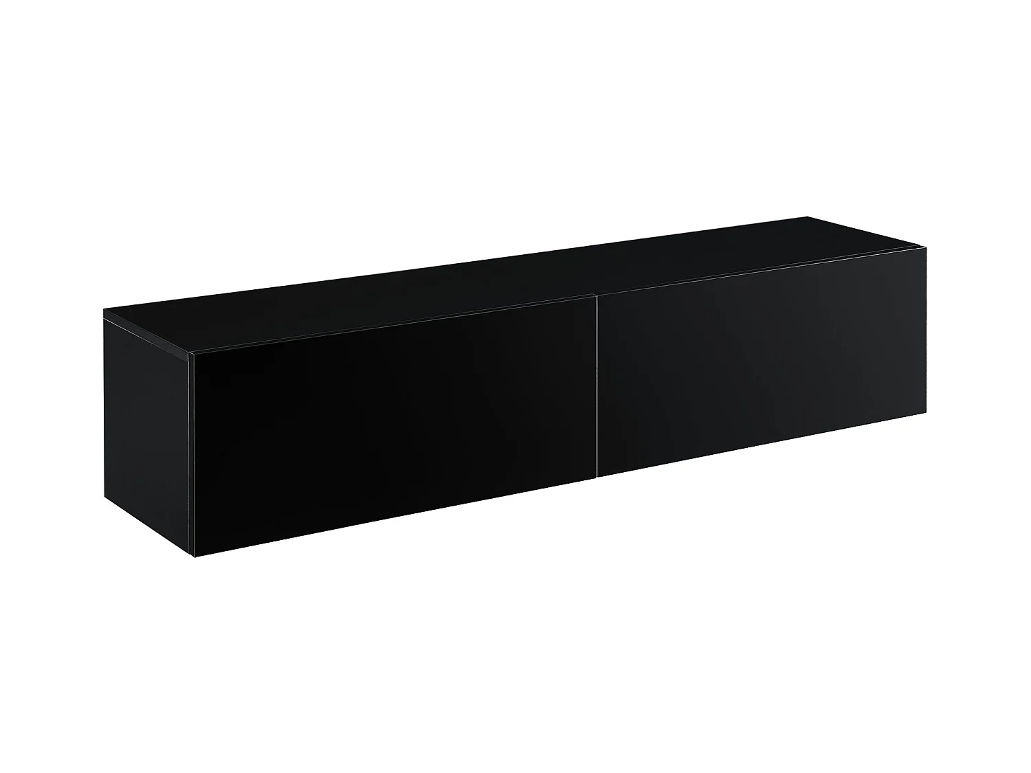 Prateleira de parede de design móvel de suporte de TV com 2 gavetas 140 cm preto brilhante 03_0005192