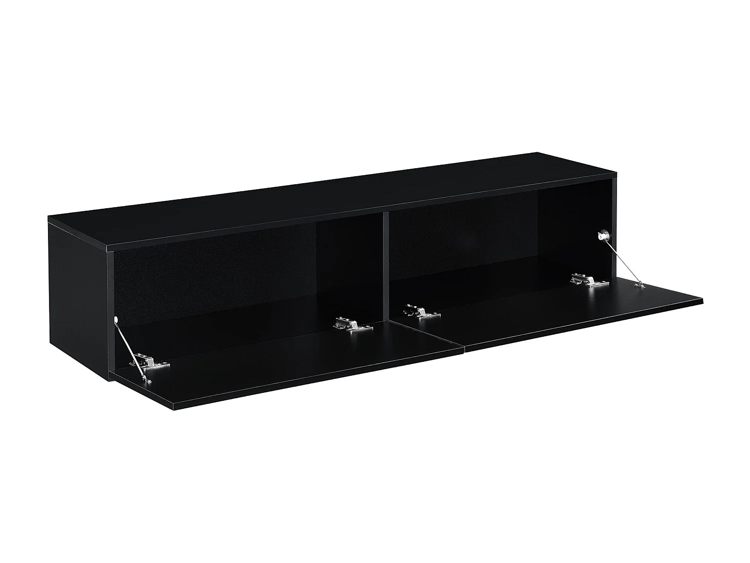 Estante de pared de diseño mueble para TV con 2 cajones 140 cm negro brillante 03_0005192