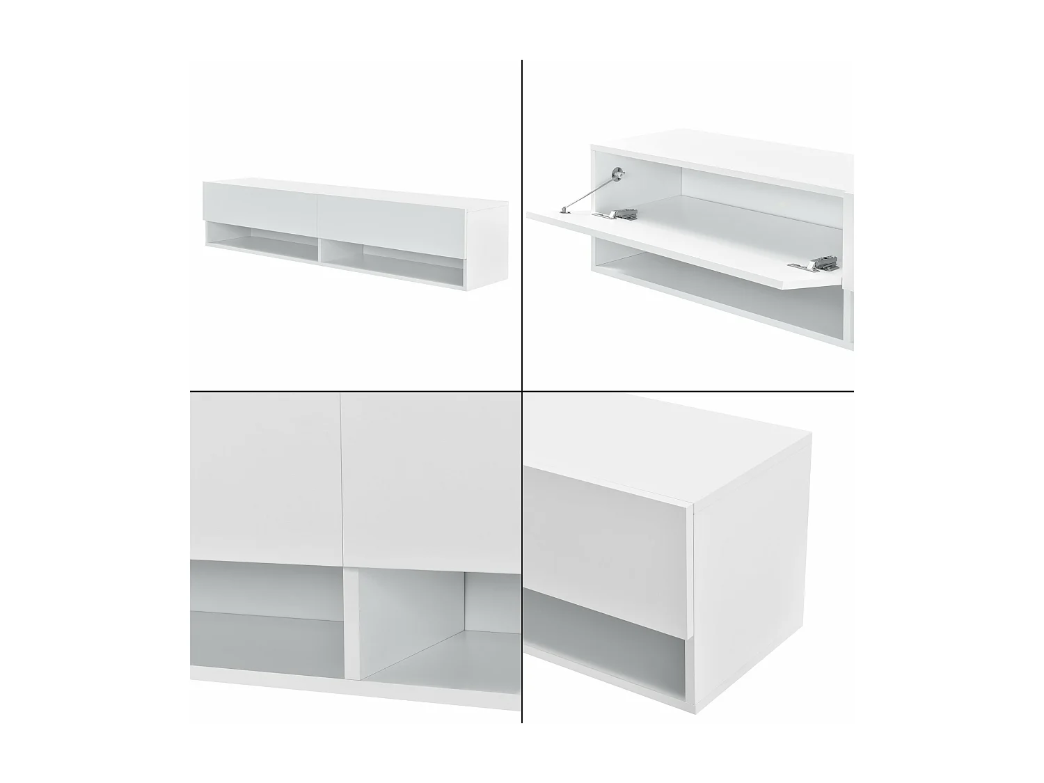 Estante de pared 2 cajones puertas mueble soporte TV 140 cm blanco 03_0005184