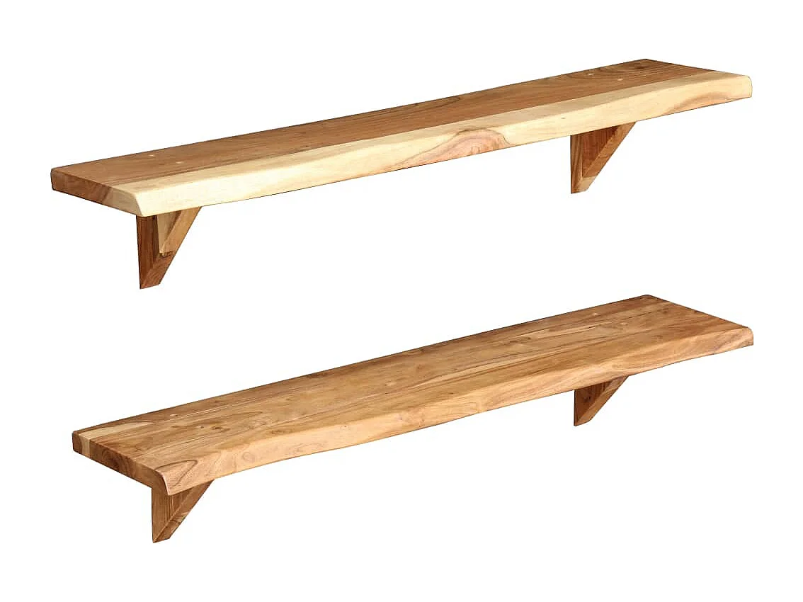 Mueble de pared de diseño estante 2 piezas 90 cm madera maciza 2702231/2