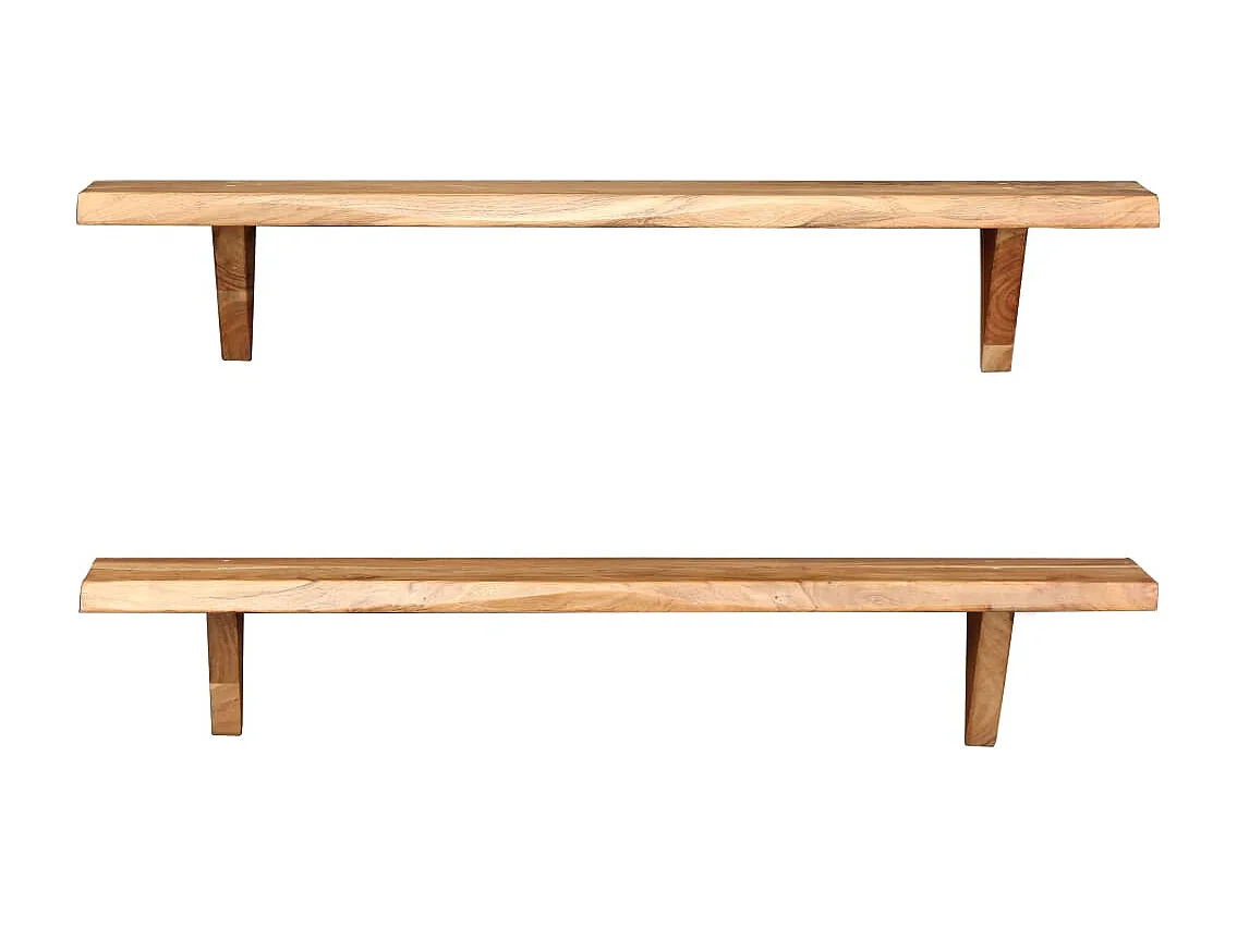 Mueble de pared de diseño estante 2 piezas 90 cm madera maciza 2702231/2