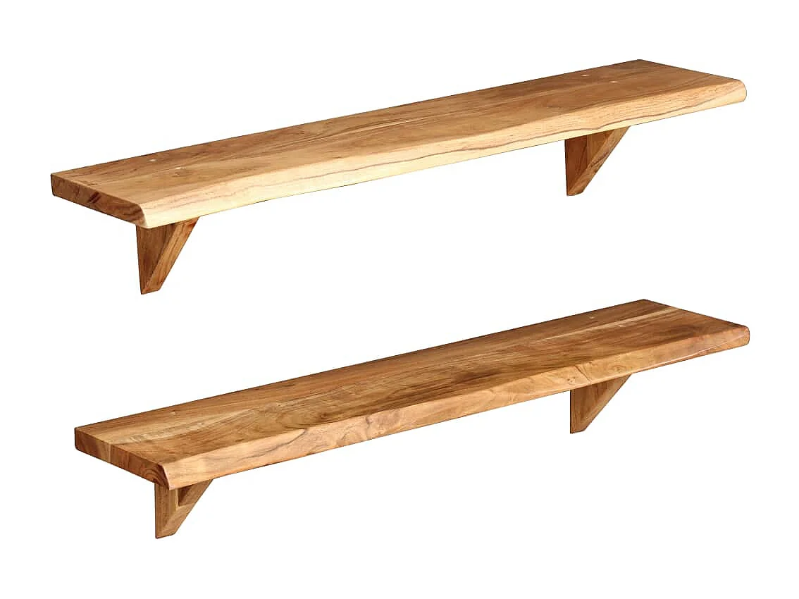 Mueble de pared de diseño estante 2 piezas 90 cm madera maciza 2702231/2