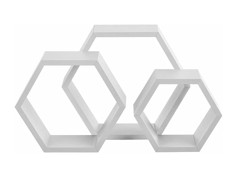 Set di 3 mensole da parete dal design retrò bianco opaco modello 03_0001754