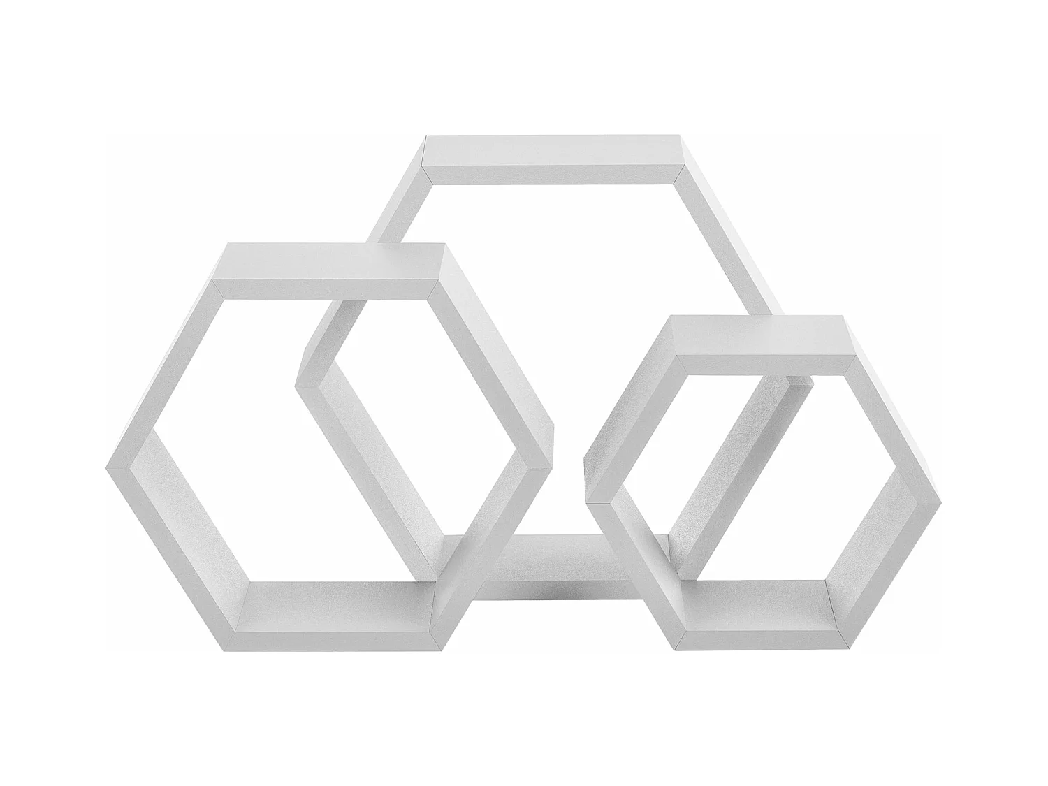 Set di 3 mensole da parete dal design retrò bianco opaco modello 03_0001754