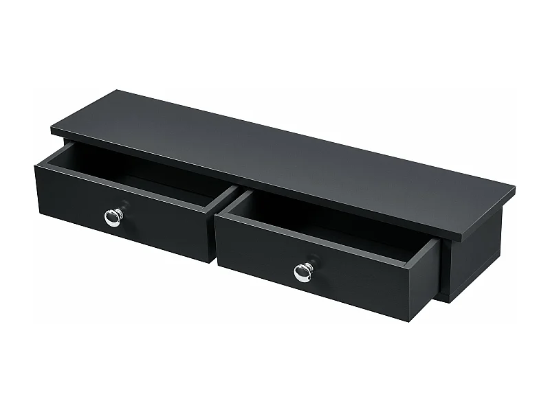 Estante de pared 2 cajones mueble de almacenamiento de diseño para entrada salón dormitorio MDF lacado 10 x 60 x 15 cm negro 03_0005194