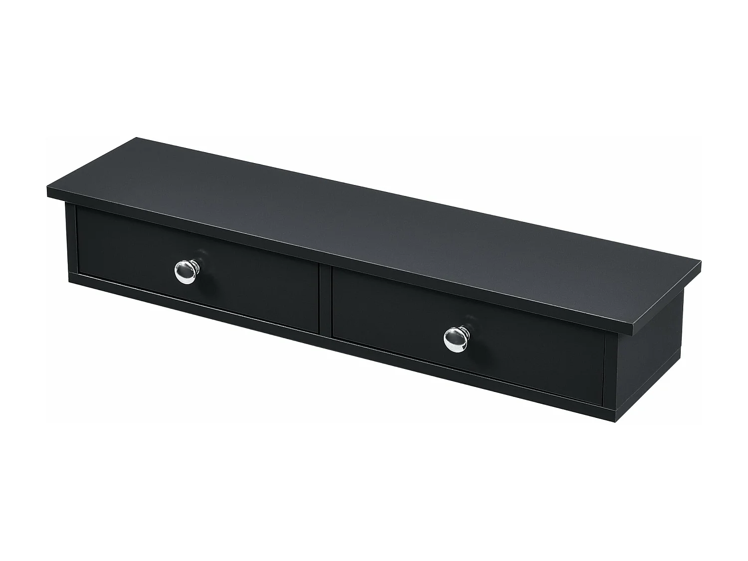 Estante de pared 2 cajones mueble de almacenamiento de diseño para entrada salón dormitorio MDF lacado 10 x 60 x 15 cm negro 03_0005194