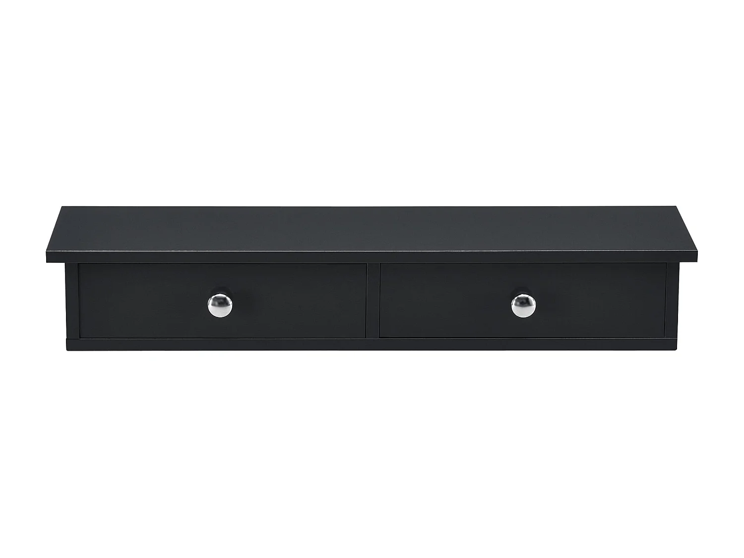 Estante de pared 2 cajones mueble de almacenamiento de diseño para entrada salón dormitorio MDF lacado 10 x 60 x 15 cm negro 03_0005194