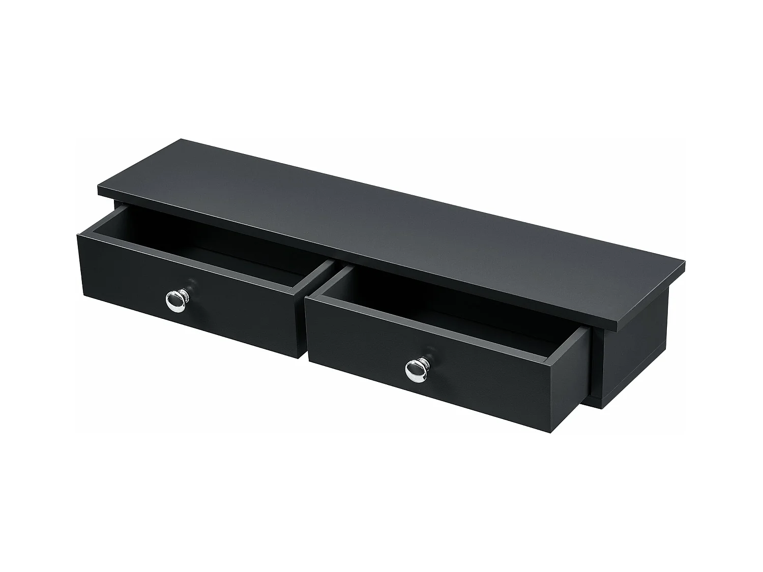 Étagère murale 2 tiroirs effet bois noire 60 x 10 x 15 cm 03_0005194