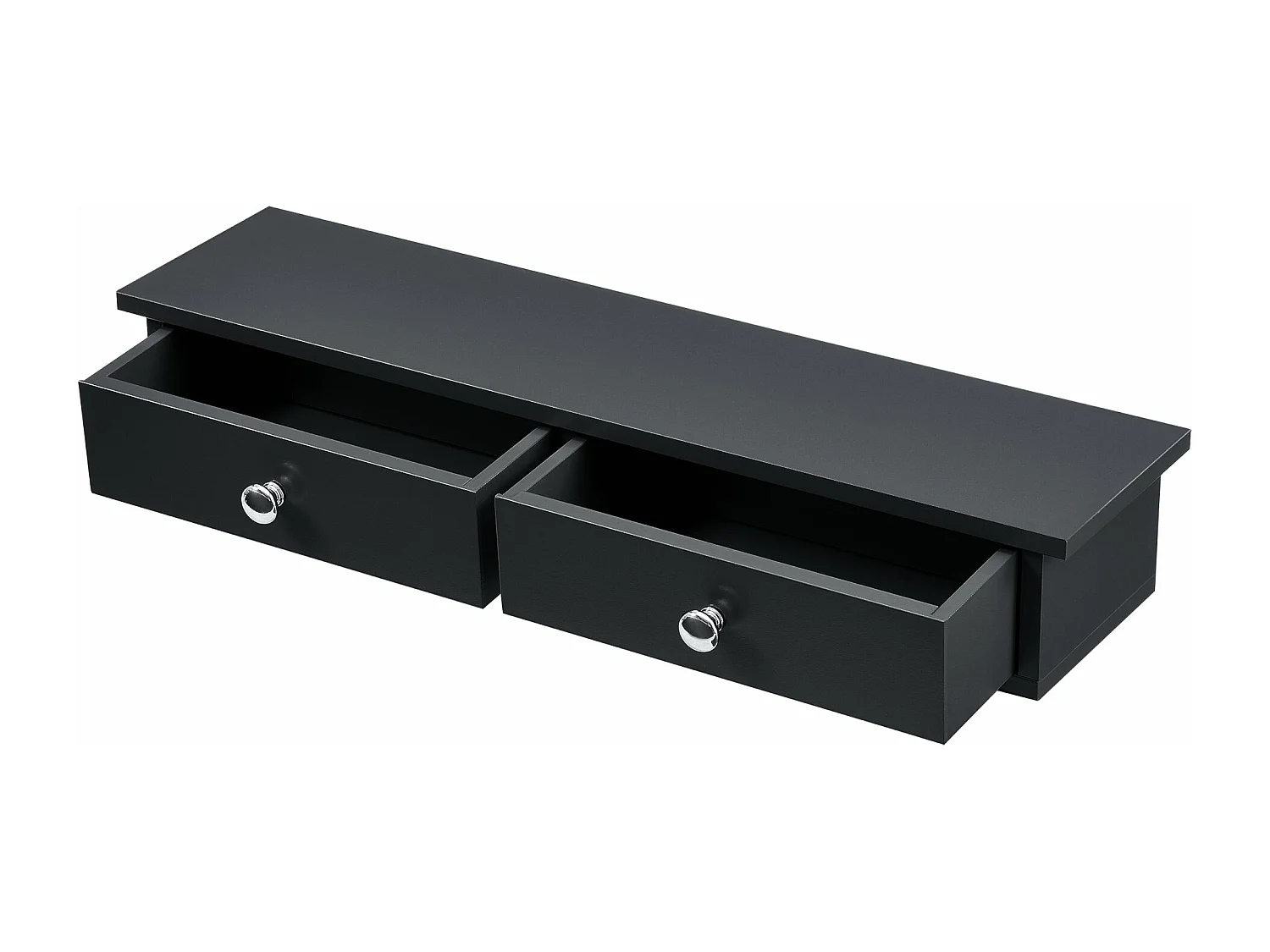 Estante de pared 2 cajones mueble de almacenamiento de diseño para entrada salón dormitorio MDF lacado 10 x 60 x 15 cm negro 03_0005194