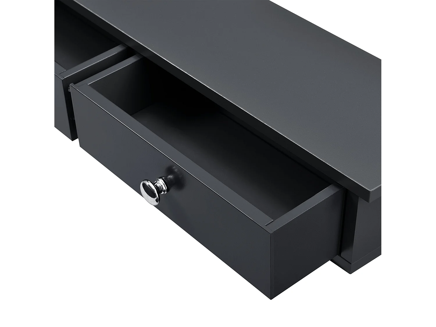 Estante de pared 2 cajones mueble de almacenamiento de diseño para entrada salón dormitorio MDF lacado 10 x 60 x 15 cm negro 03_0005194