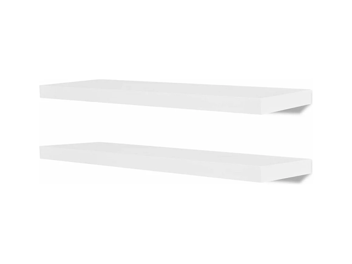 Étagère design x2 murales effet bois blanche 80 x 20 x 3.8 cm 2702110/2