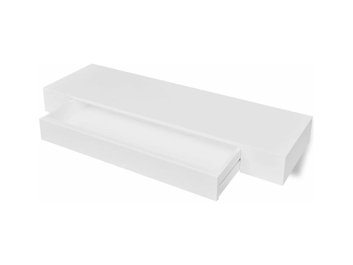 Estantería de pared de diseño en MDF blanco con 1 cajón para DVD/libros 2702114/2