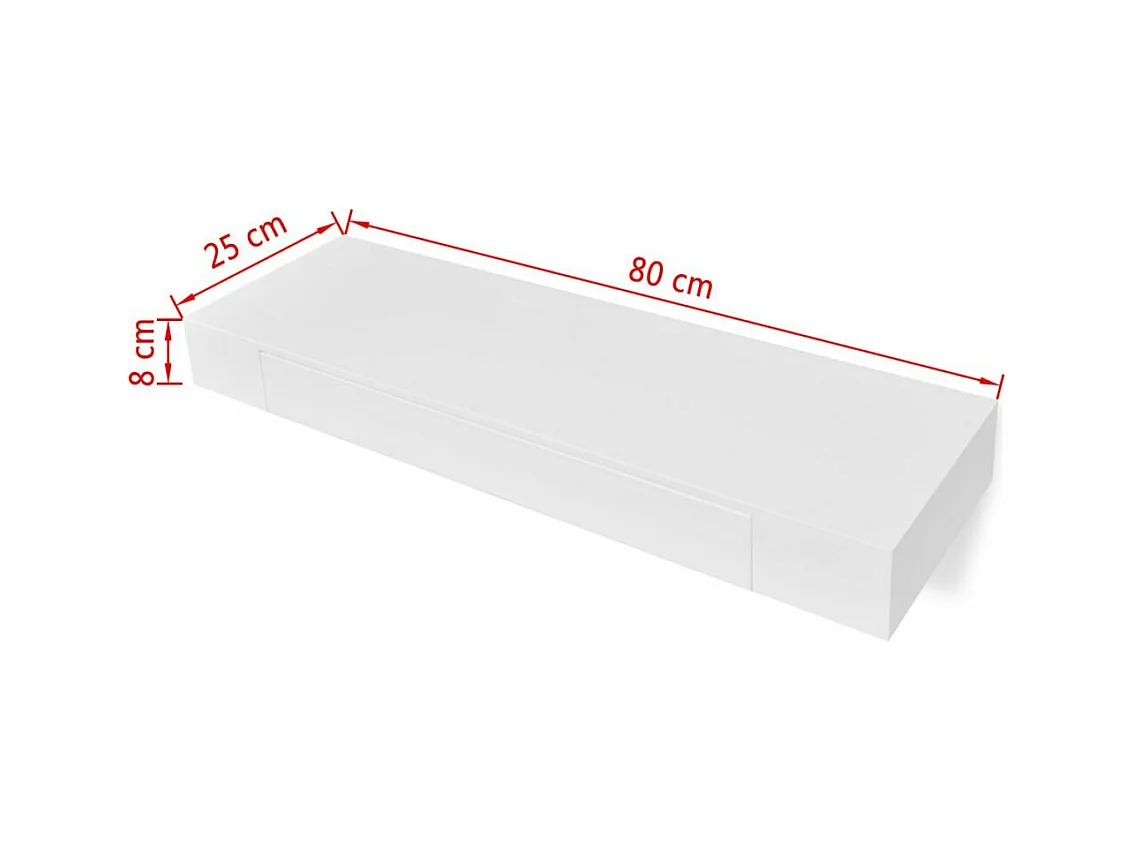 Estantería de pared de diseño en MDF blanco con 1 cajón para DVD/libros 2702114/2