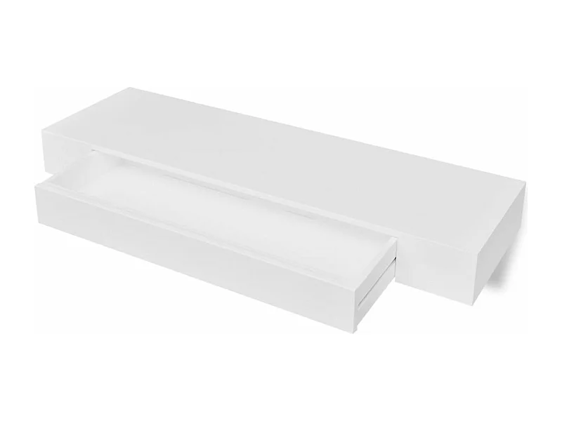 Prateleira de parede de design em MDF branco com 1 gaveta para DVDs/livros 2702114/2