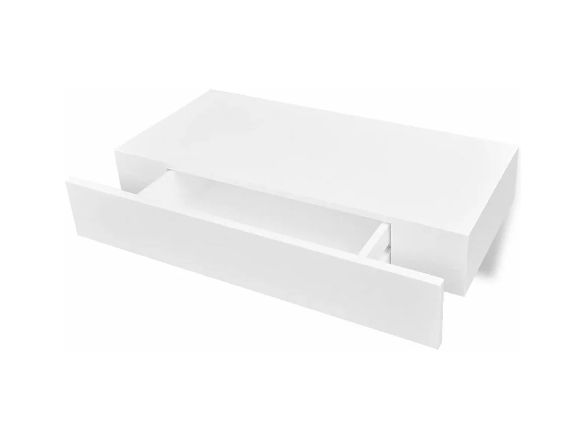 Mensola da parete di design con 1 cassetto in MDF bianco per riporre libri 2702113/2