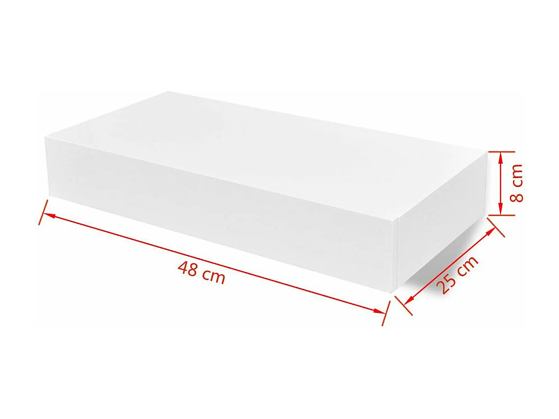 Étagère design murale avec effet bois blanche 48 x 25 x 8 cm 2702113/2