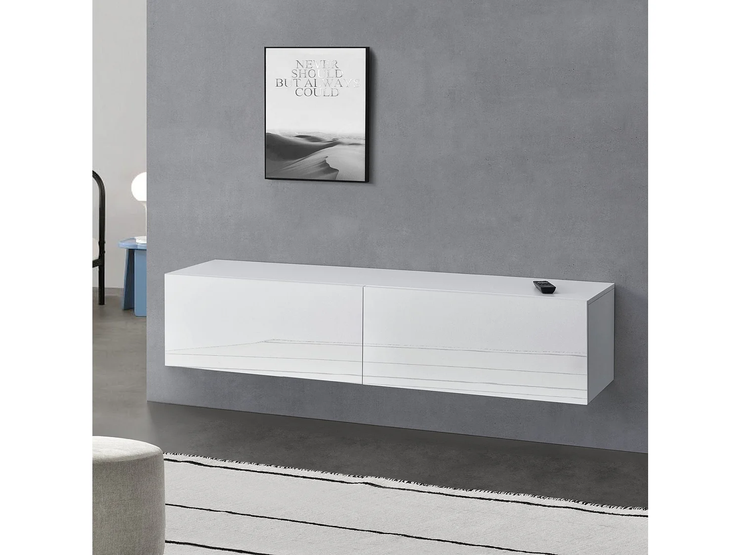 Étagère murale design meuble blanche 140 x 33 x 30 cm 03_0005187