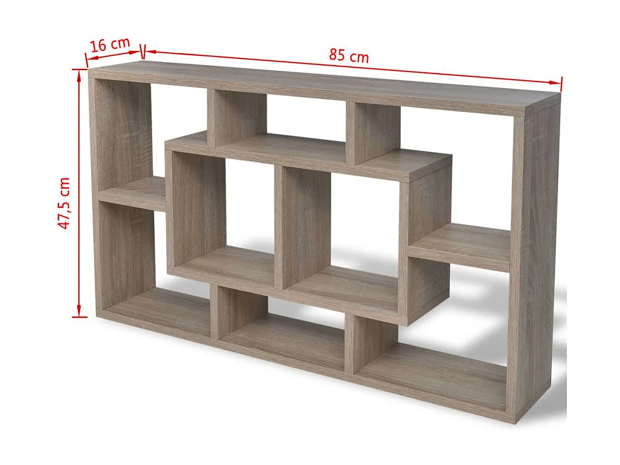 Prateleira de parede de design com 8 compartimentos na cor carvalho 2702118/2