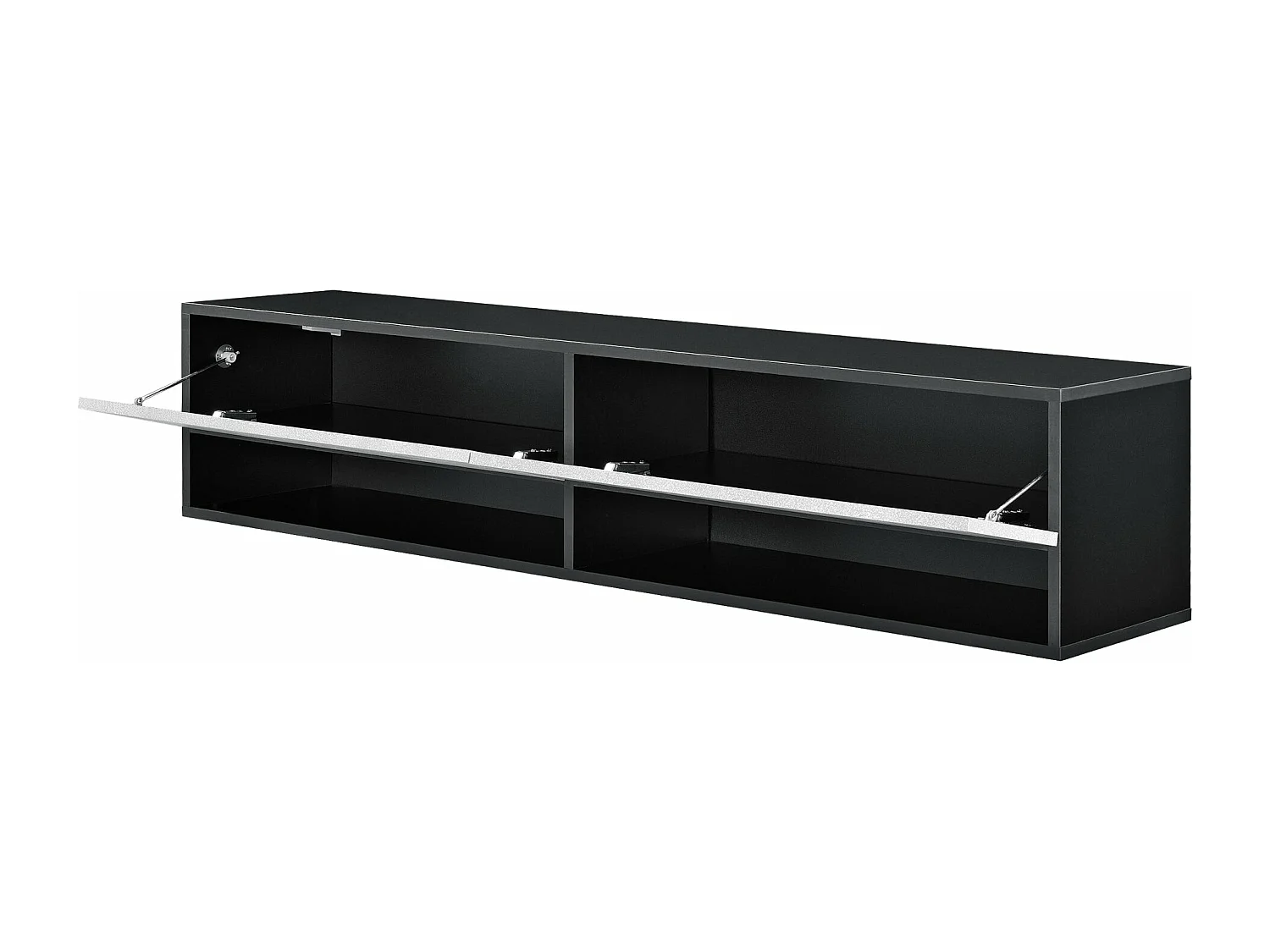 Mensola a muro 2 ante porta TV portaoggetti 140 cm nero effetto cemento 03_0005186