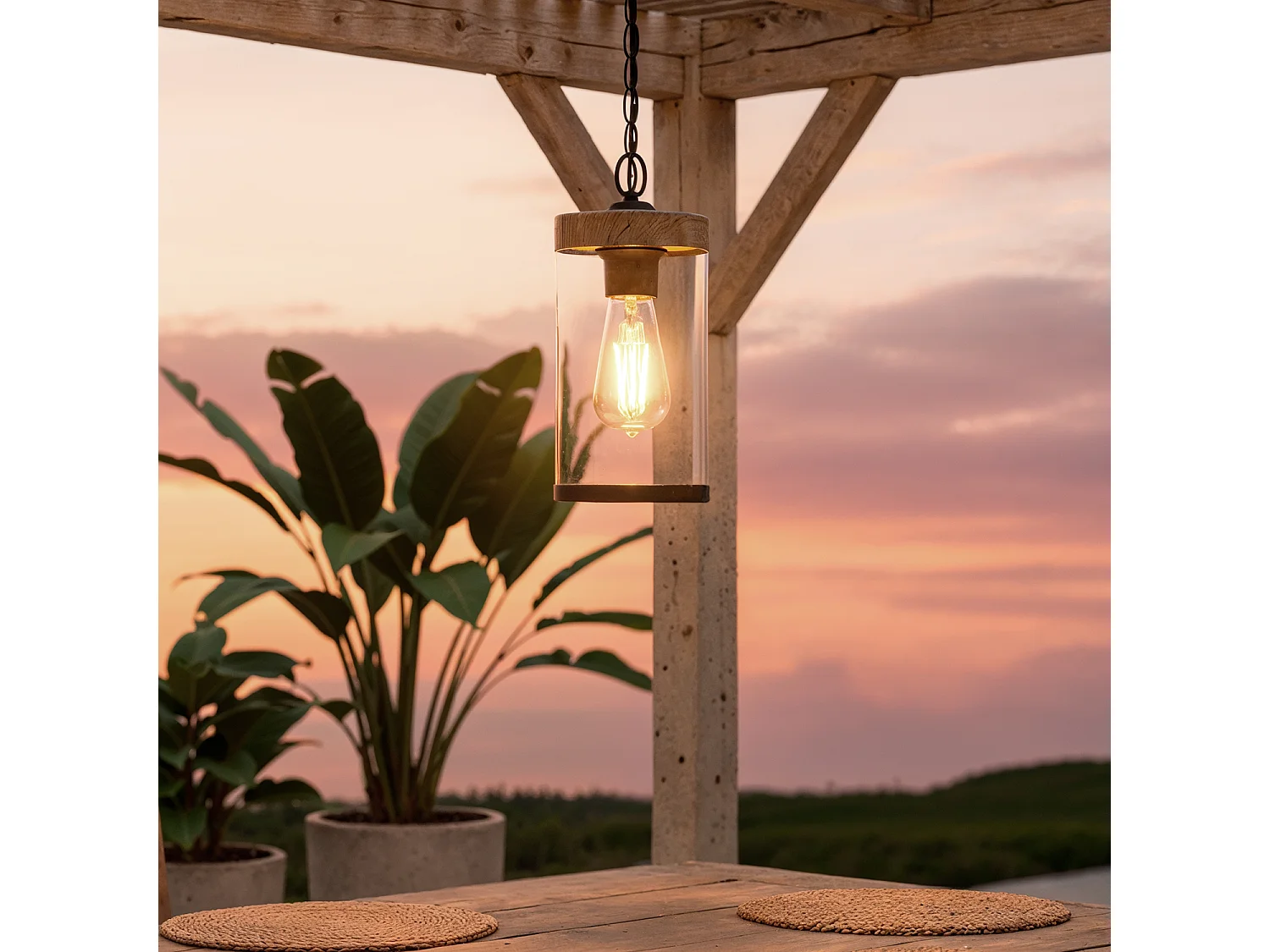 Lampada a Sospensione per Esterni Silpoh Nero