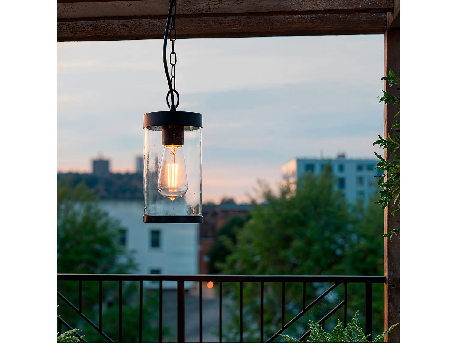 Lampada a Sospensione per Esterni Silpoh Nero