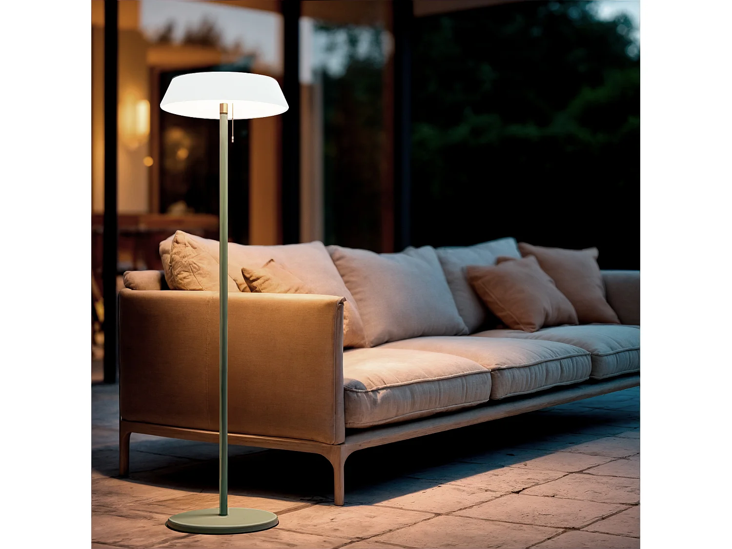Lámpara de Pie Solar Exterior LED 2.6W Metal Aldana Verde Celadón
