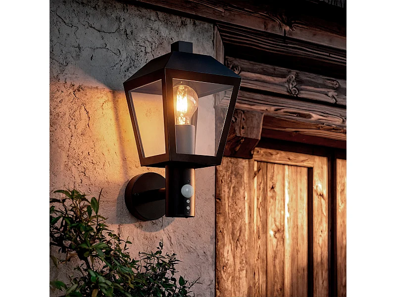 Lampada da Parete per Esterni Alluminio con Sensore di Movimento Mukom Nero