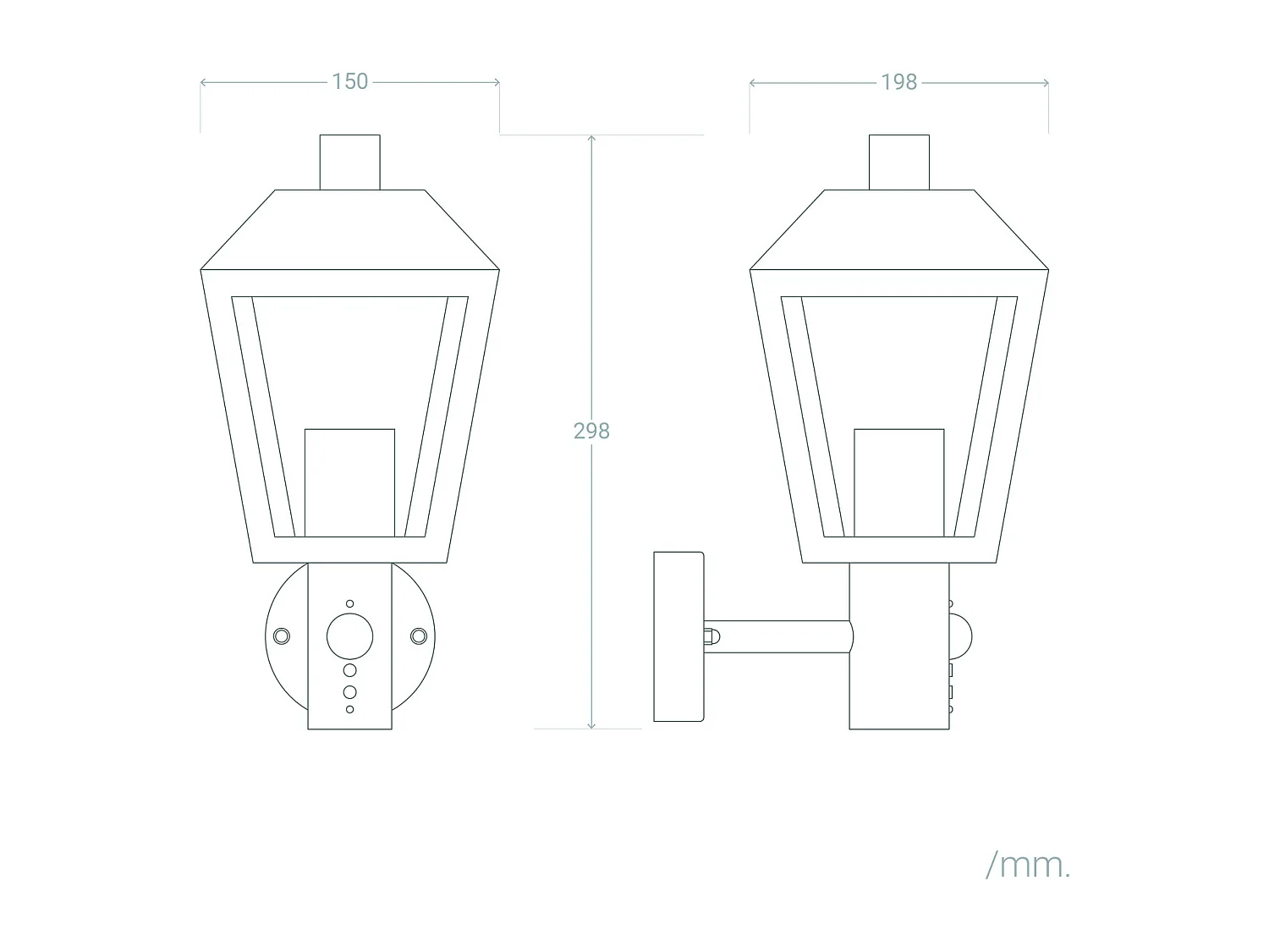 Lampe Murale Extérieure Aluminium avec Détecteur de Mouvement Mukom Noir