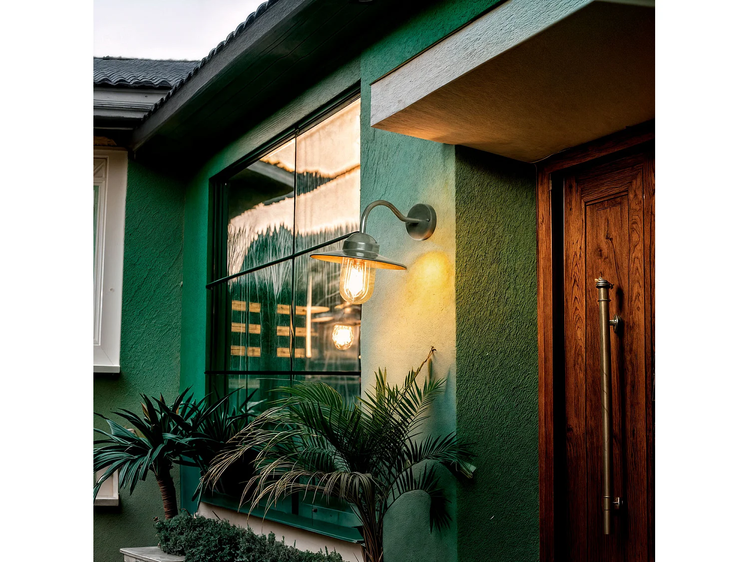 Lámpara de Pared Exterior Aluminio Adaoua Verde