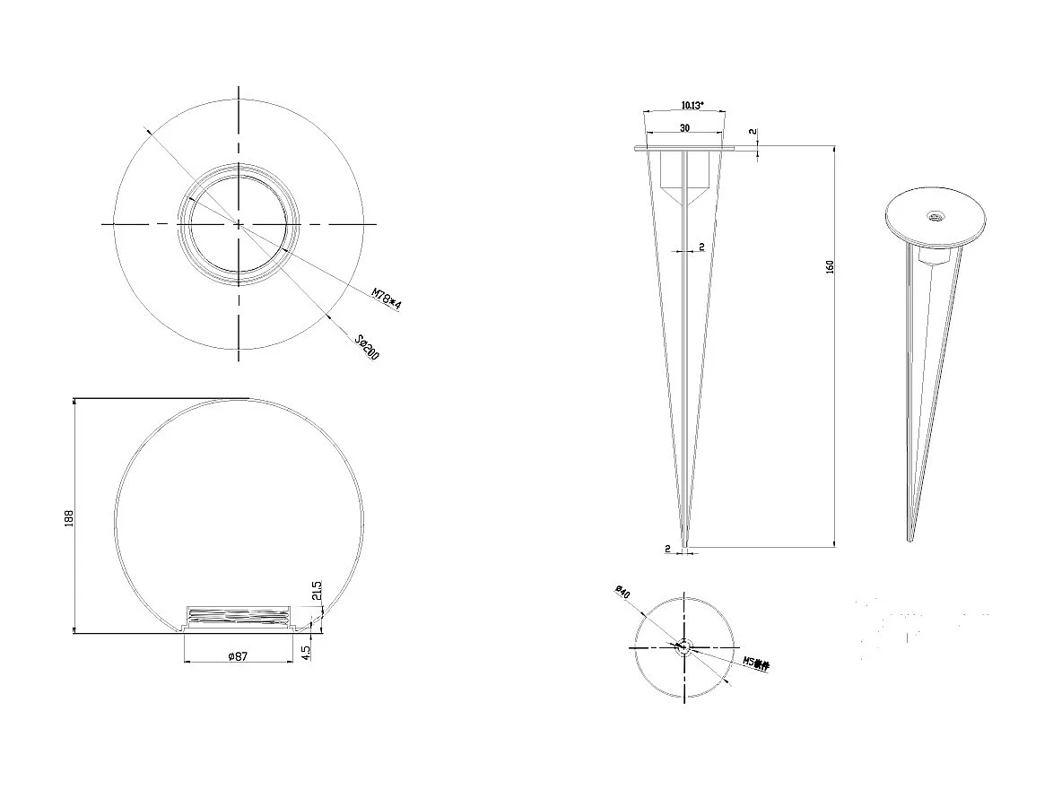 Sphère LED IP44 3W Blanc