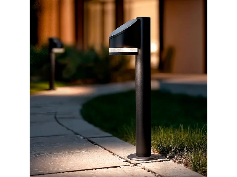 Baliza de Pie Exterior Solar LED 50 cm Aluminio Eddan Negro