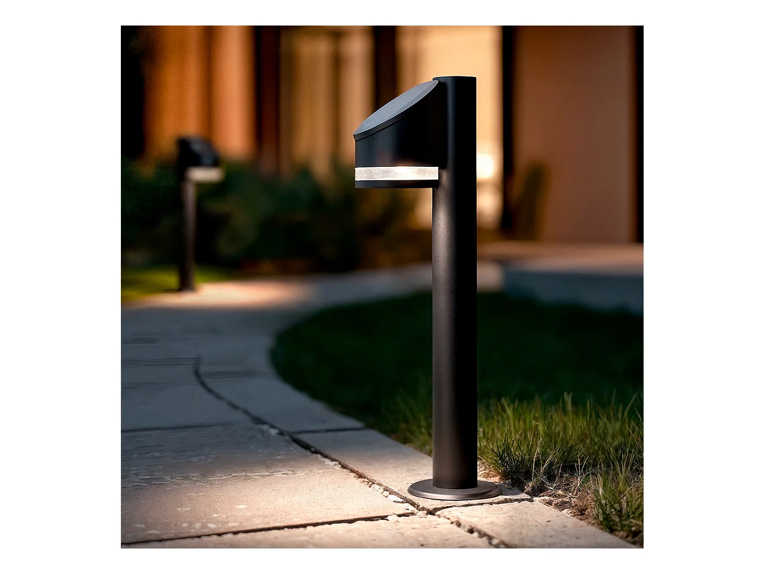 Balise sur Pied Extérieure Solaire LED 50cm Aluminium Eddan Noir