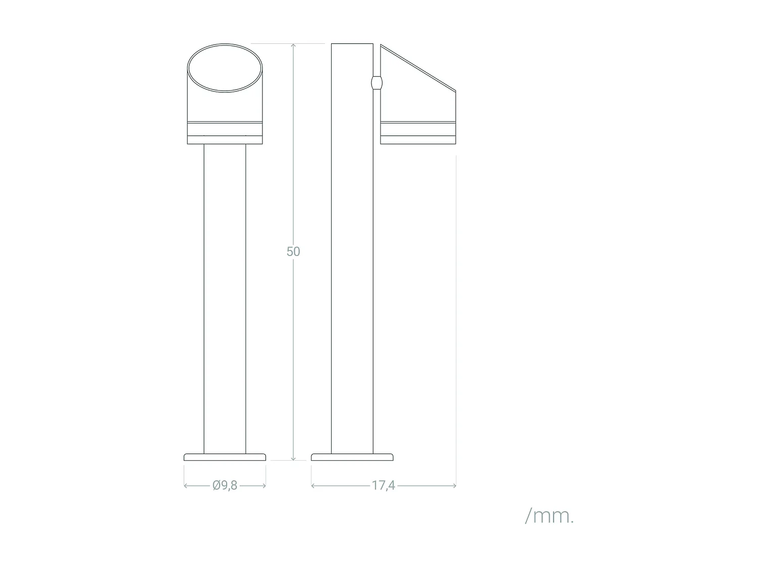 Balise sur Pied Extérieure Solaire LED 50cm Aluminium Eddan Noir
