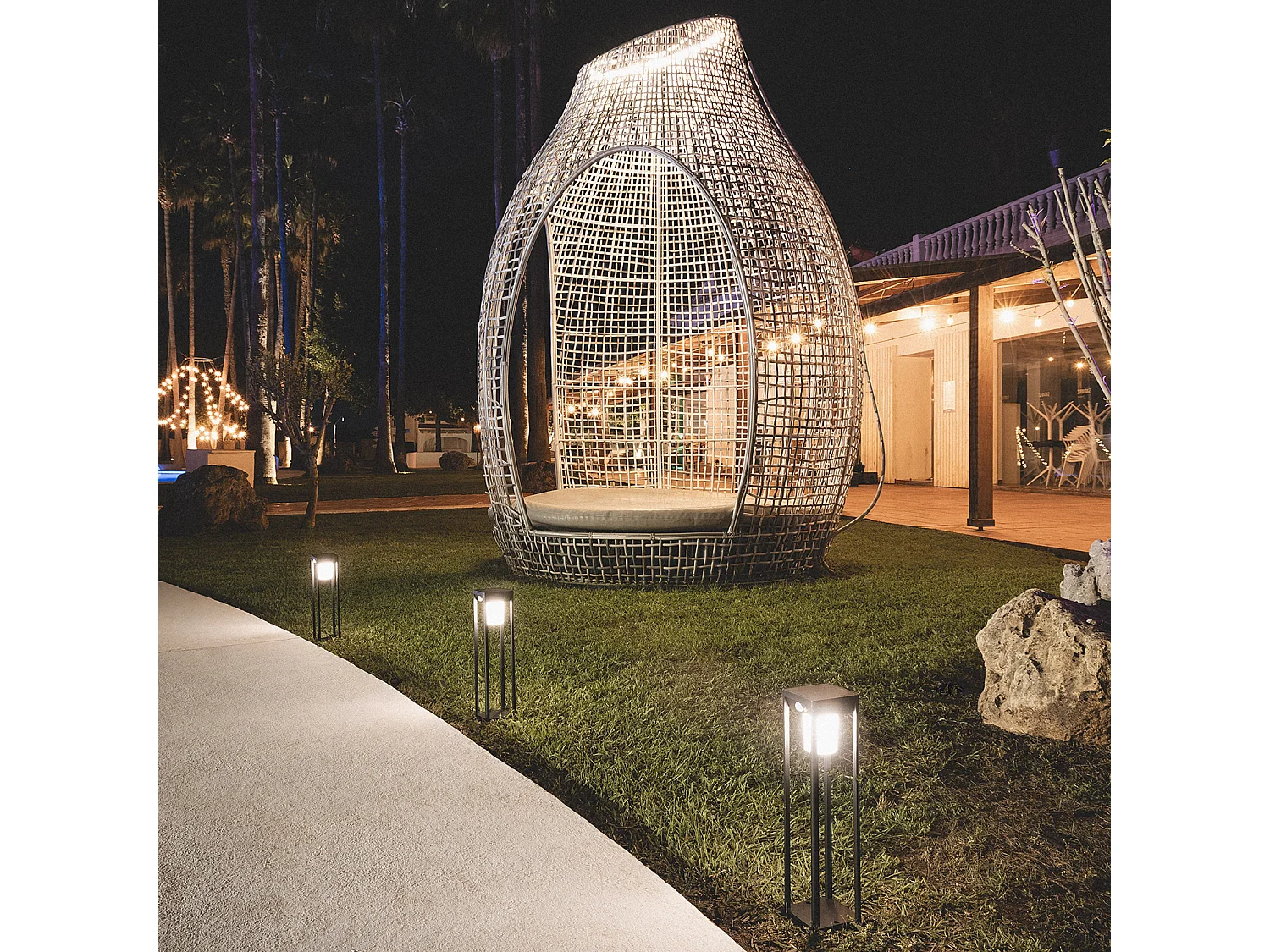 Balise sur Pied Extérieure Solaire LED 2,5W 40cm Aluminium avec Détecteur de Mouvement Devah Noir