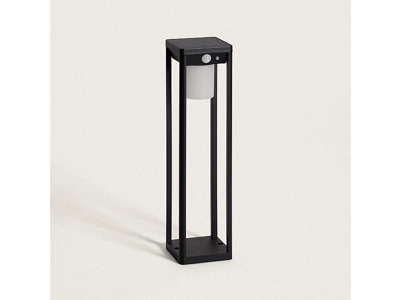Balise sur Pied Extérieure Solaire LED 2,5W 40cm Aluminium avec Détecteur de Mouvement Devah Noir