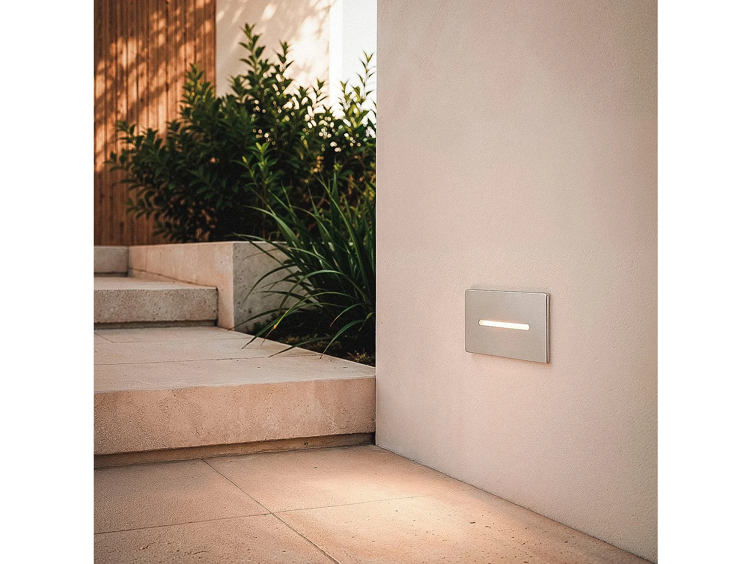 Baliza Exterior LED 3W Acero Inoxidable Empotrable Pared Wabi Lineal Plateado