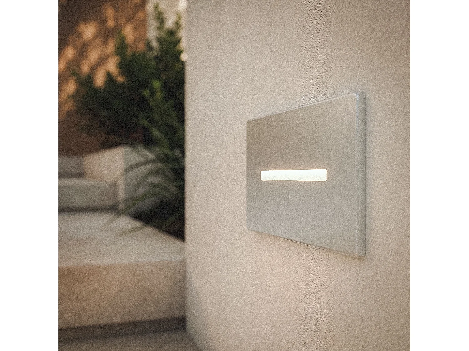 Baliza Exterior LED 3W Acero Inoxidable Empotrable Pared Wabi Lineal Plateado