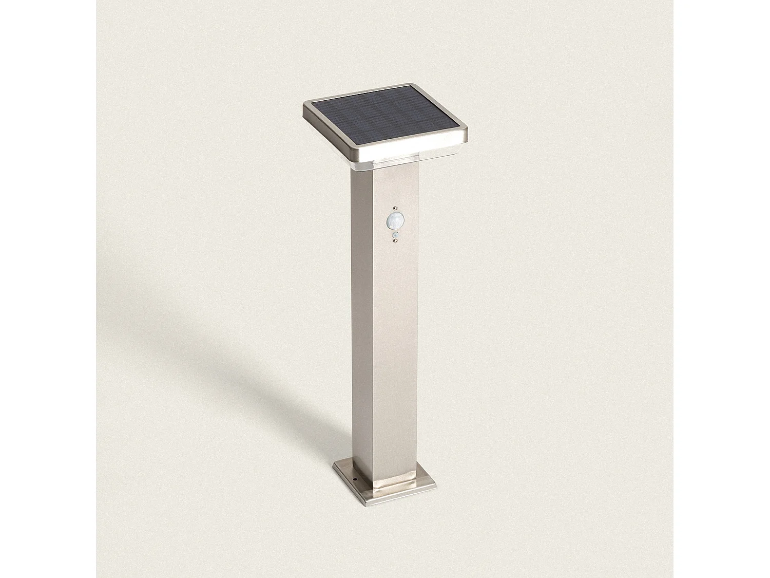 Balise Extérieure sur Pied Solaire LED 5W 50cm Aluminium avec Détecteur de Mouvement Barton Square Argent