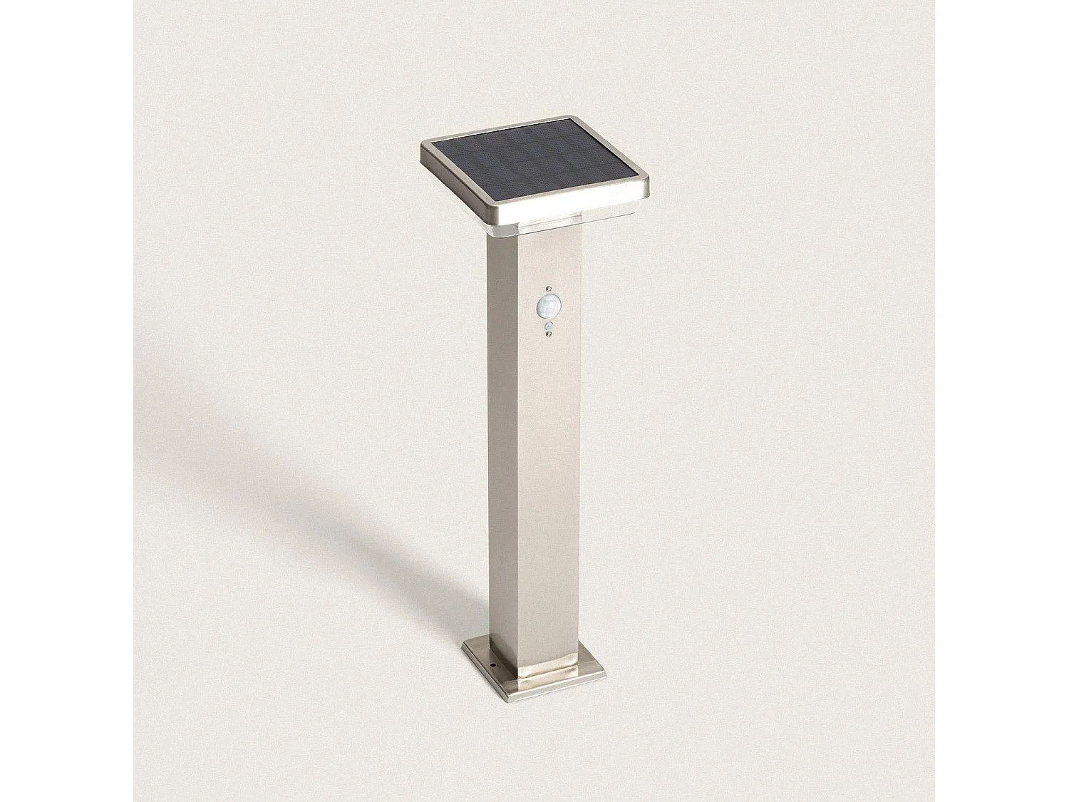 Balise Extérieure sur Pied Solaire LED 5W 50cm Aluminium avec Détecteur de Mouvement Barton Square Argent