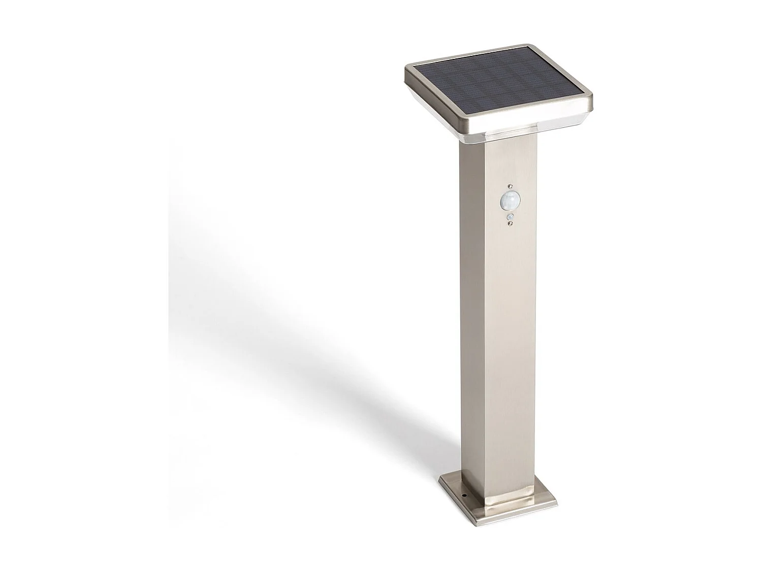Balise Extérieure sur Pied Solaire LED 5W 50cm Aluminium avec Détecteur de Mouvement Barton Square Argent