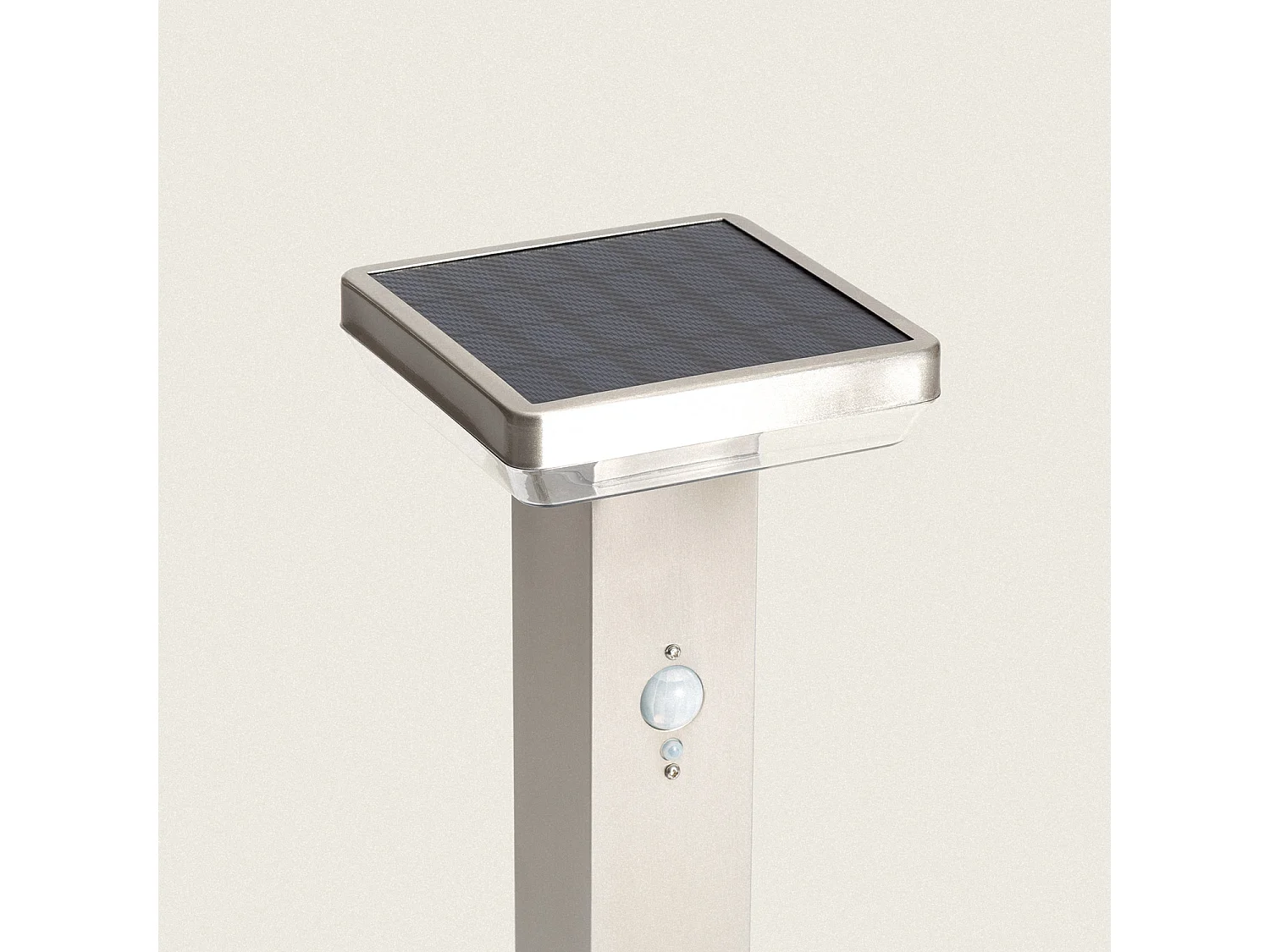 Balise Extérieure sur Pied Solaire LED 5W 50cm Aluminium avec Détecteur de Mouvement Barton Square Argent