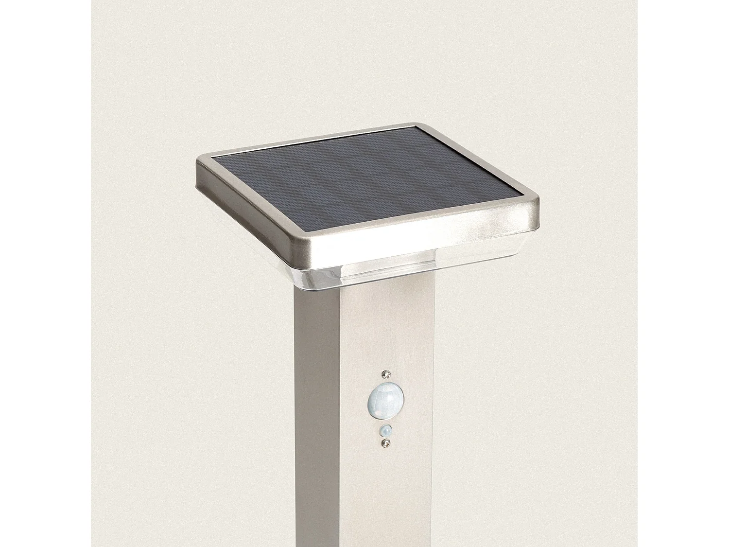 Balise Extérieure sur Pied Solaire LED 5W 50cm Aluminium avec Détecteur de Mouvement Barton Square Argent