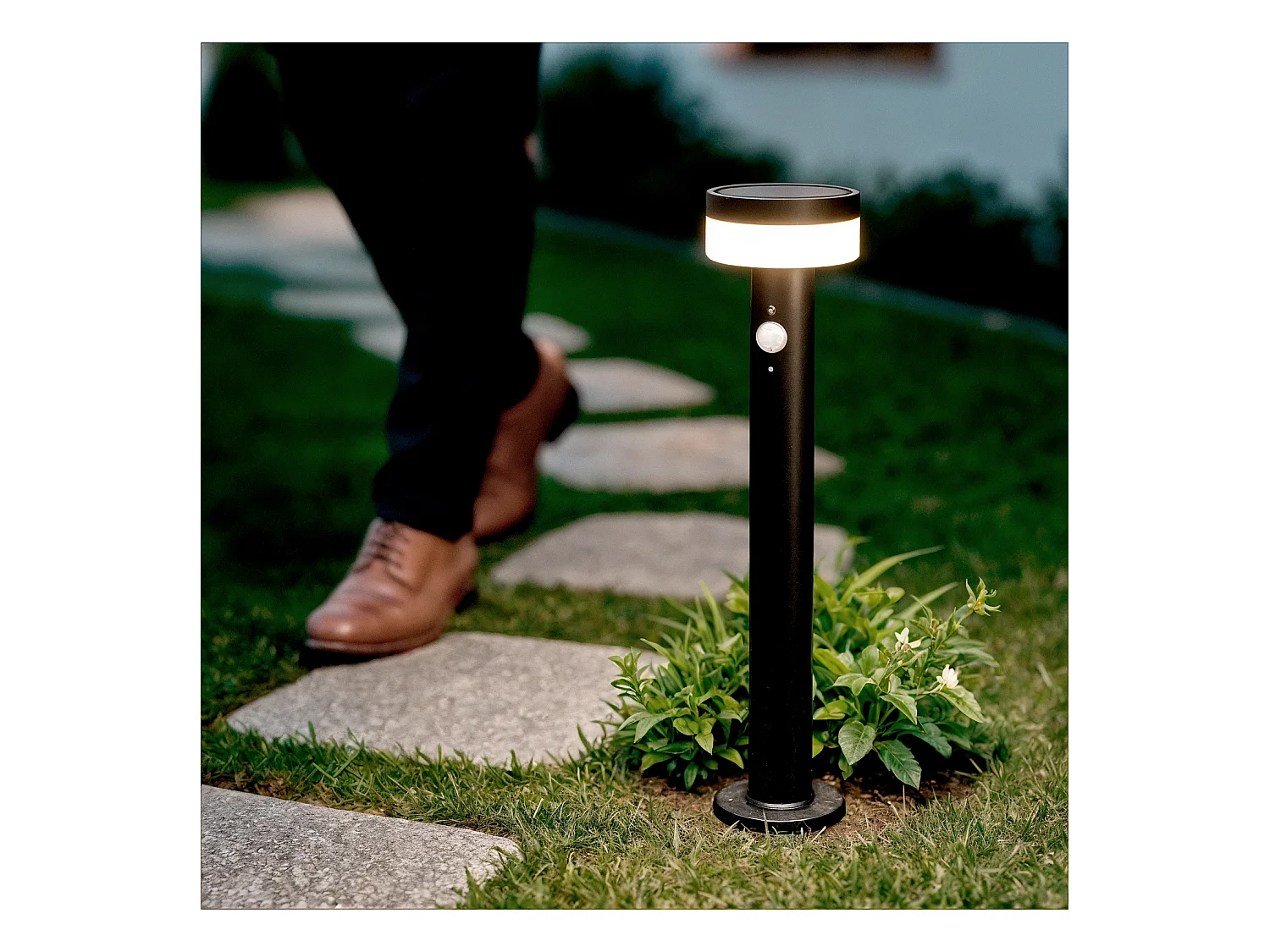 Balise Extérieure sur Pied Solaire LED 50cm Aluminium Ashier Noir
