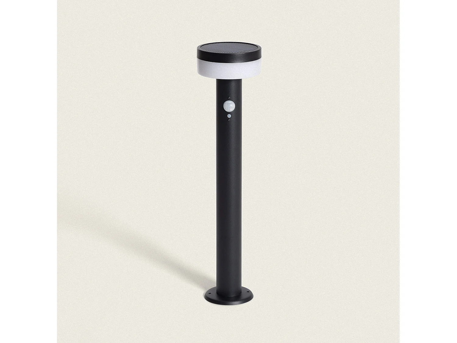 Baliza de Pie Exterior Solar LED 1,5W 50cm Acero Inoxidable con Sensor de Movimiento Ashier Negro