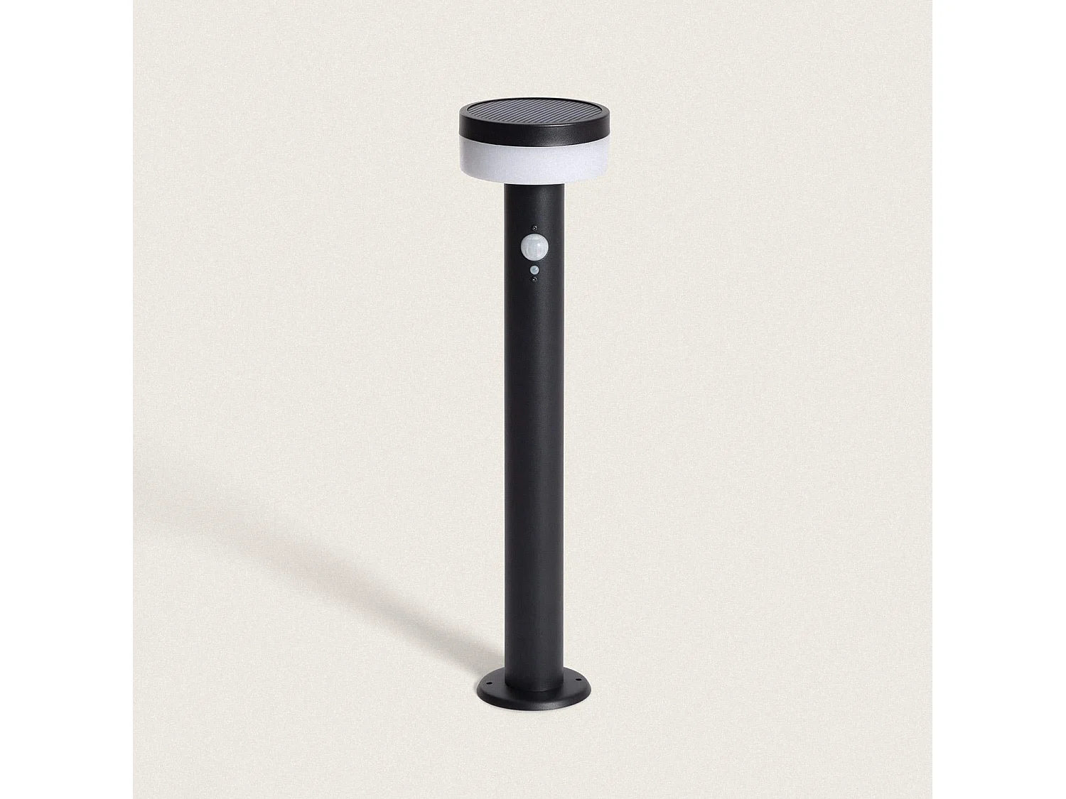 Baliza de Pie Exterior Solar LED 1,5W 50cm Acero Inoxidable con Sensor de Movimiento Ashier Negro