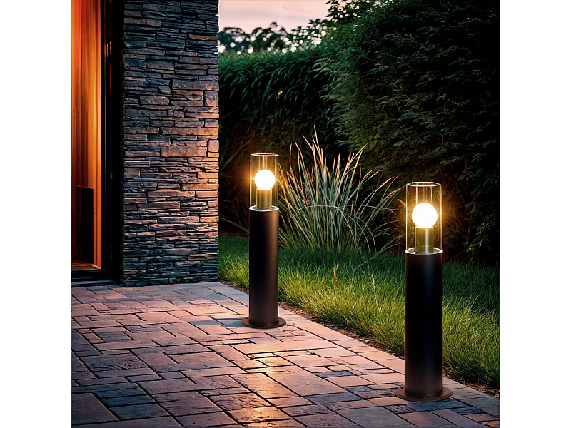 Lampioncino per Esterni da Superficie 50cm Alluminio Lutsha Nero