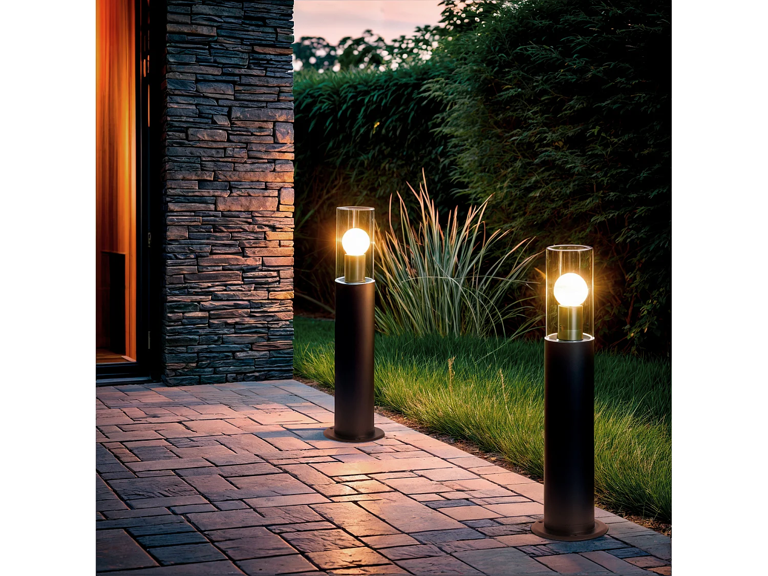 Balise Extérieure en Saillie sur Pied 50cm Aluminium Lutsha Noir