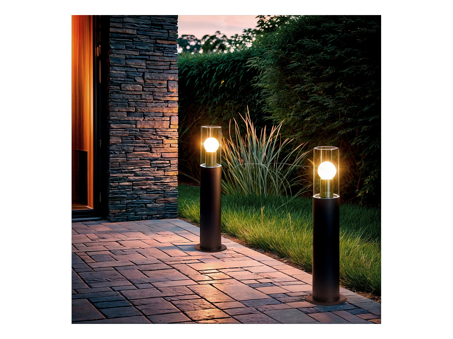 Lampioncino per Esterni da Superficie 50cm Alluminio Lutsha Nero