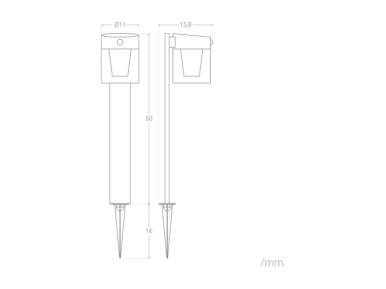 Balise sur Pied Extérieure Solaire LED 1,5W 46cm Aluminiu avec Détecteur de Mouvement Efren Noir